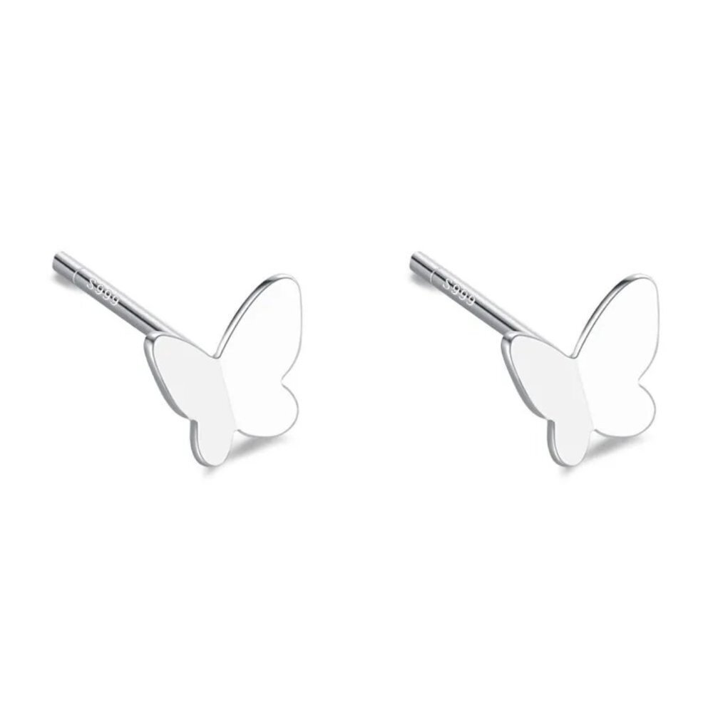 Dainty Flower Butterfly Earrings Fine Silver NEW